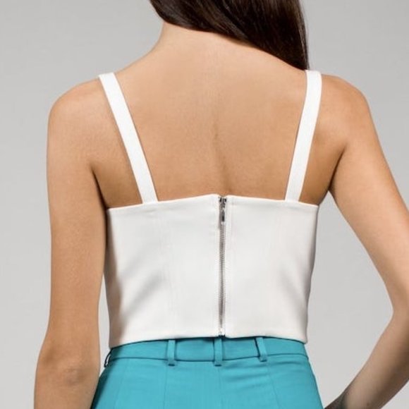 CROP WHITE TOP IVORY REAR ZIP - Picture 2 of 8